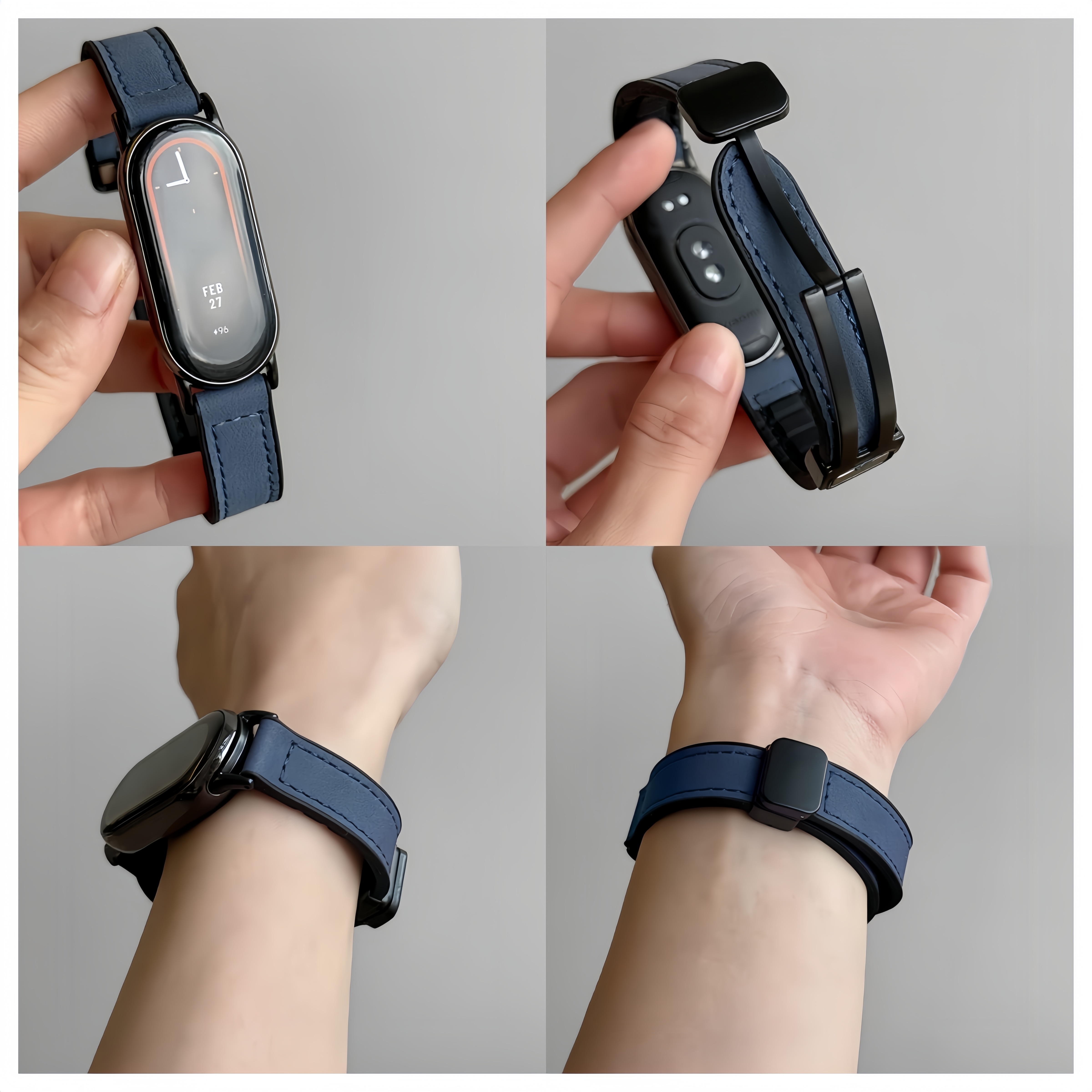 Dành Cho Xiaomi Smart Band 8 9 10 11 Dây Đeo Da Từ Tính Dây Đeo Mi Band 8 9 10 Chống Nước Thể Thao Dây Đeo Da – ảnh mô tả chi tiết 1
