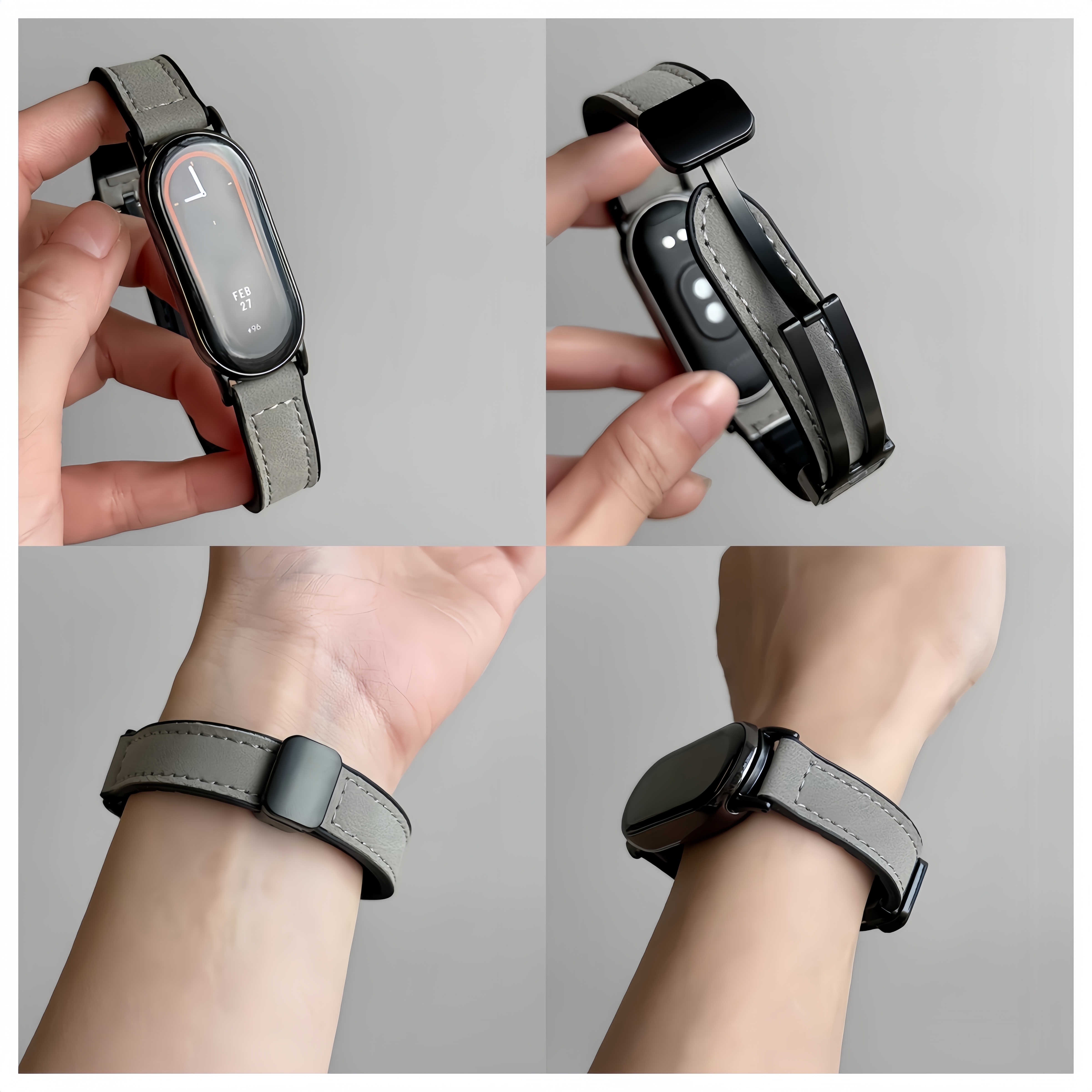 Dành Cho Xiaomi Smart Band 8 9 10 11 Dây Đeo Da Từ Tính Dây Đeo Mi Band 8 9 10 Chống Nước Thể Thao Dây Đeo Da – ảnh mô tả chi tiết 3