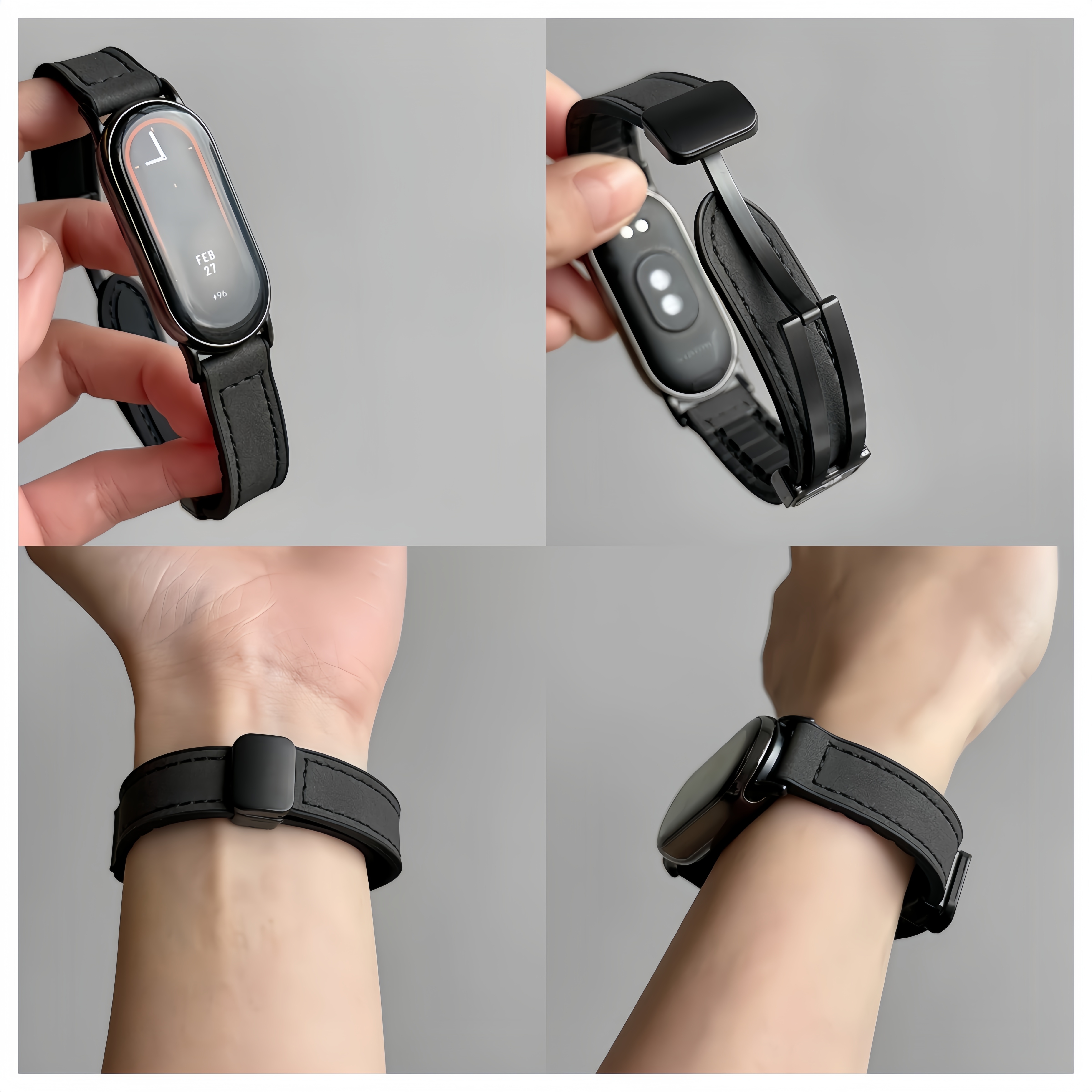 Dành Cho Xiaomi Smart Band 8 9 10 11 Dây Đeo Da Từ Tính Dây Đeo Mi Band 8 9 10 Chống Nước Thể Thao Dây Đeo Da – ảnh mô tả chi tiết 2