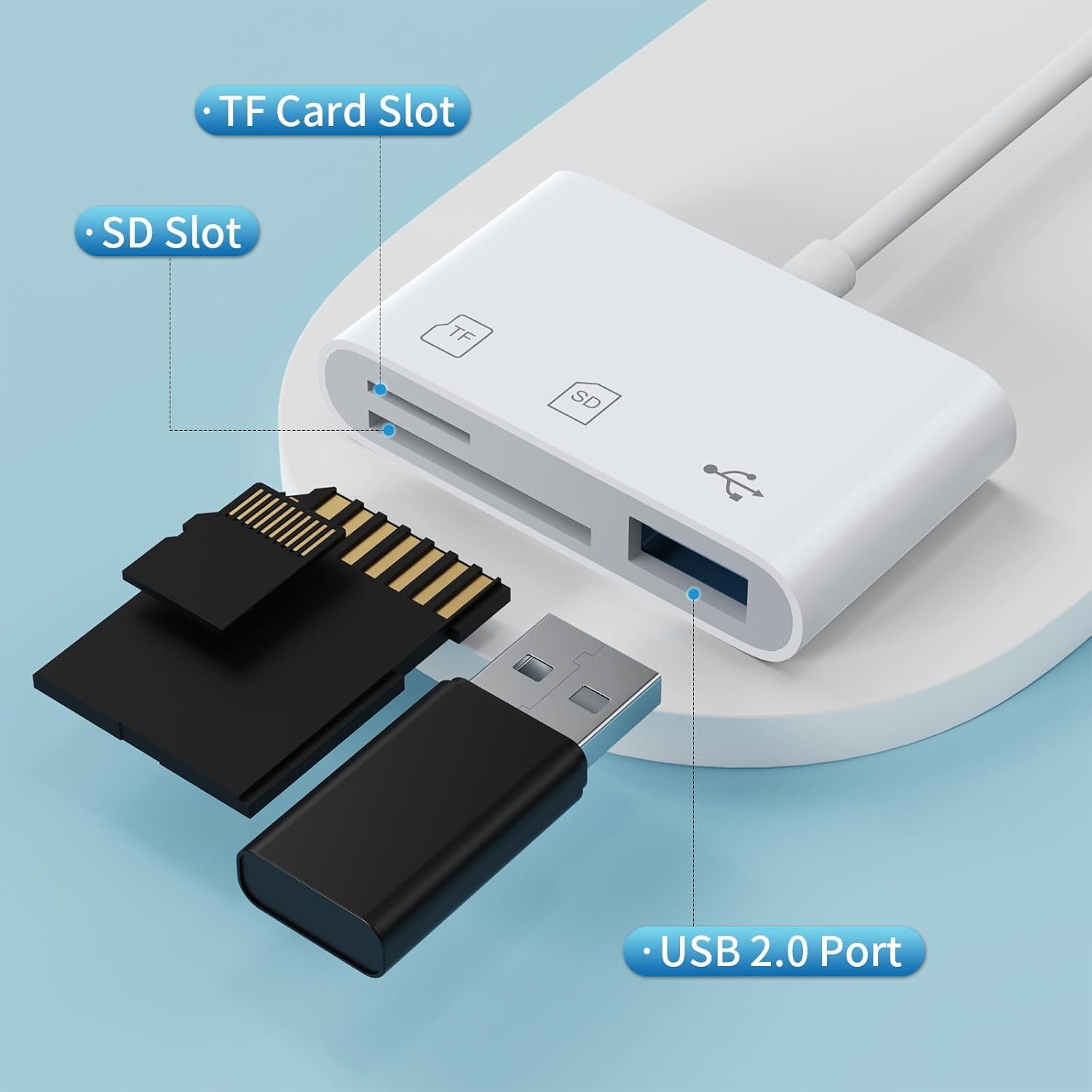 3 trong 1 USB Hub Loại C sang USB2.0 Đầu đọc thẻ TF SD Bộ chuyển đổiOTG ...