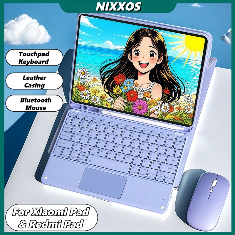 NIXXOS Dành Cho Xiaomi Pad Redmi Pad Vỏ Bàn Phím Touchpad Thông Minh Vỏ Da Bàn Phím Có Khe Cắm Bút Bàn Phím wtih Cho Mi Pad 7, 7 Pro, 6, 6 Pro, 5, 5 Pro Redmi SE 11 '' – ảnh mô tả chi tiết 1