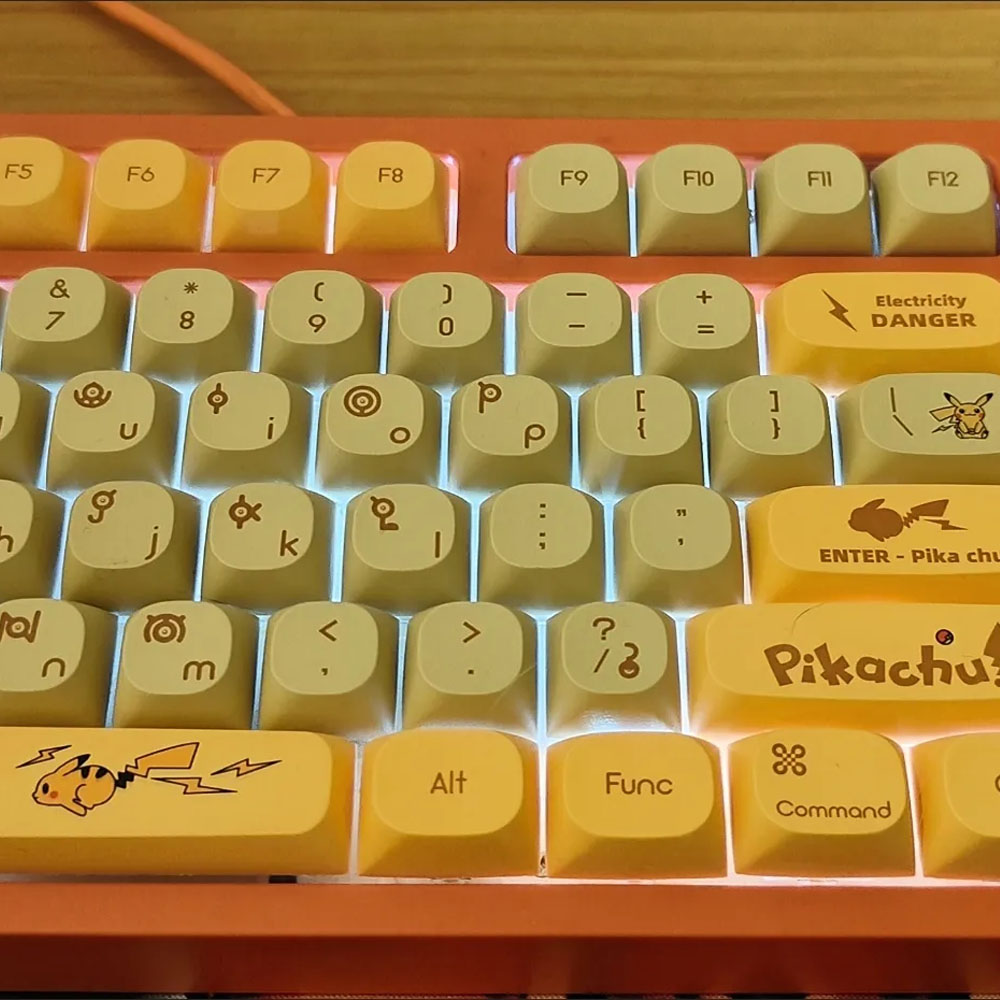 Pikachu Keycaps 129 Phím MA Profile PBT Dye Thăng Hoa Keycaps Tròn ...