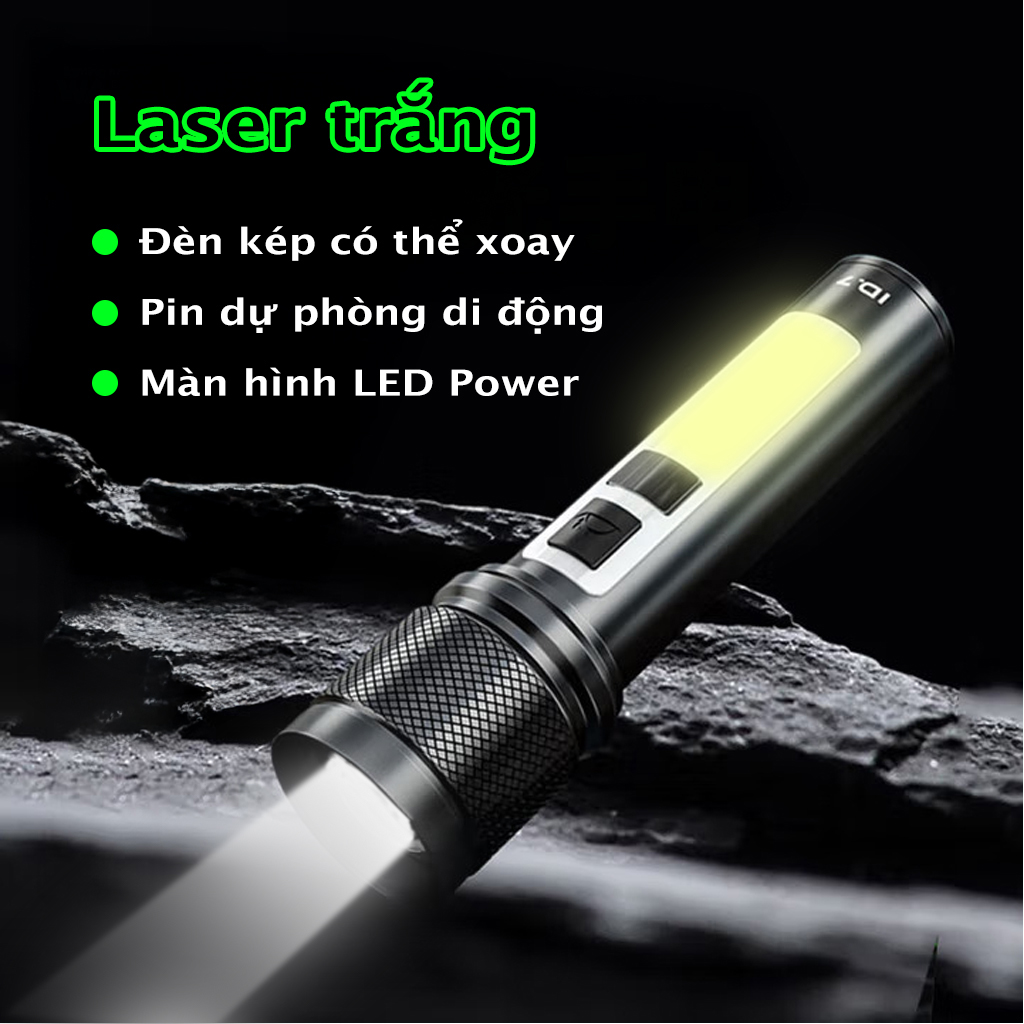 WARSUN ID7 đèn pin siêu sáng LED 1000 lumens chống nước zoom pin bền ...