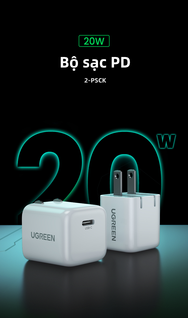 củ sạc nhanh UGREEN 20W Type C PDCharger cho SAMSUNG S24 Ultra Xiaomi Power Delivery cho iPhone – ảnh mô tả chi tiết 1