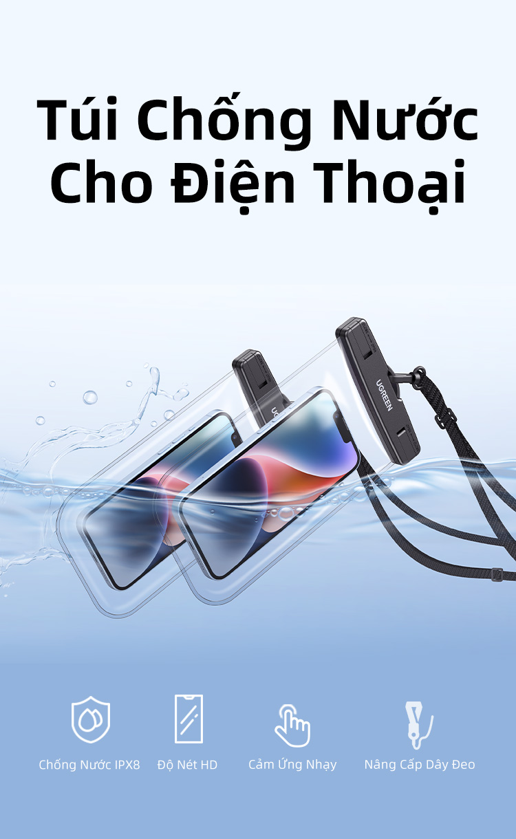 UGREEN Túi Đựng Điện Thoại Chống Thấm Nước IPX8 7.2 inch Max iPhone 16 15 14 13 12 Pro Max Samsung S23 Xiaomi Ốp – ảnh mô tả chi tiết 1