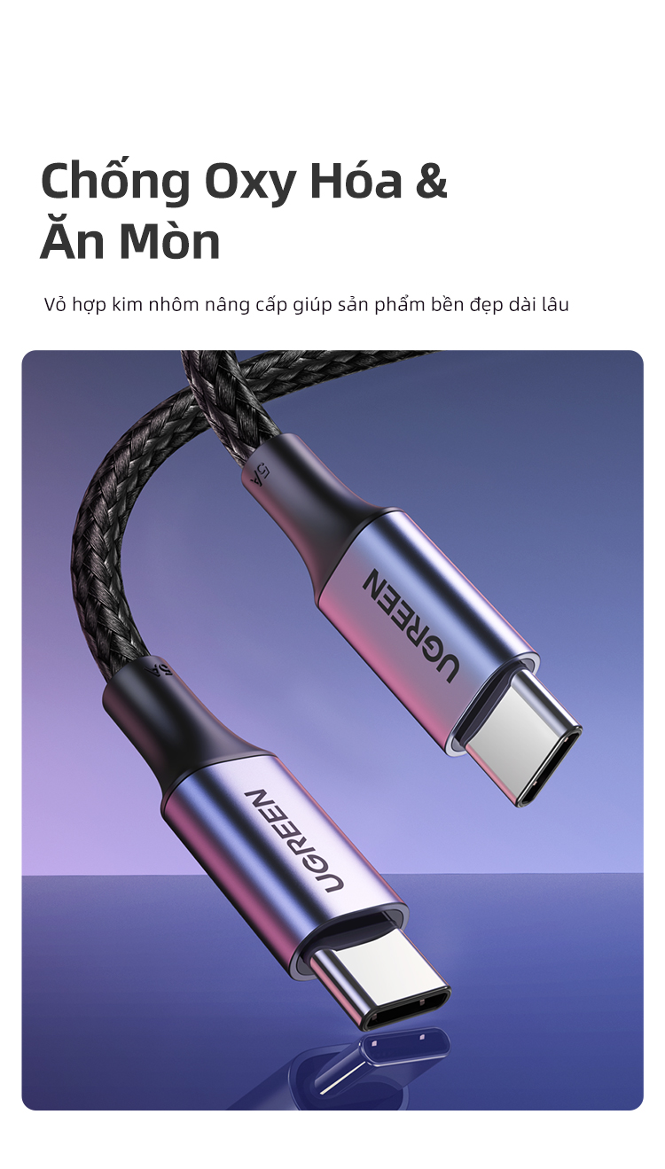 Ugreen Sạc Nhanh 100W 20V 5A Nylon Bradied USB C Sang USB Cáp Dành Cho iPhone 15 Pro Max/iPhone 16 Pro Max/iPhone 17 Pro Max/iPhone 18 Pro Max, MacBook Pro, iPad Pro, Dell XPS, Sa… – ảnh mô tả chi tiết 12