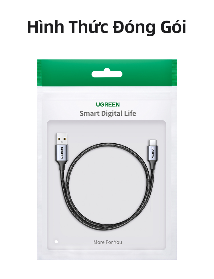 Cáp sạc nhanh UGREEN 3A 18w Type-C USB-C nylon bện thích hợp cho Redmi Xiaomi 13 12 Pro Samsung galaxy s22 one plus – ảnh mô tả chi tiết 18