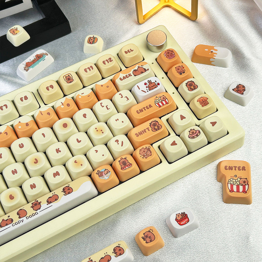 Capybara Keycaps 130 Phím MOA PBT Hoạt Hình Dễ Thương Keycaps Cho Bàn ...