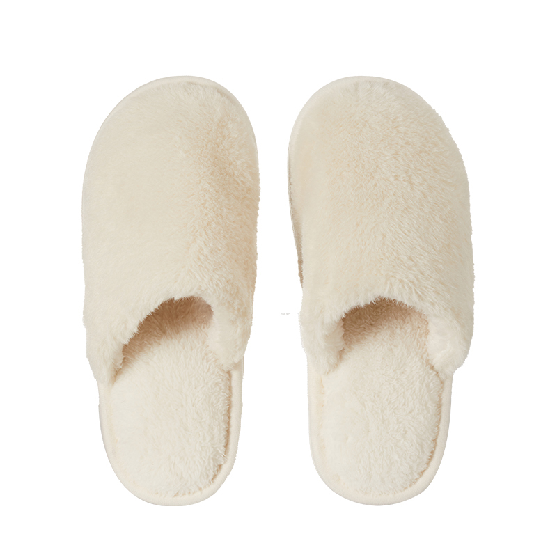 MINISO Dép bông nữ trắng cam xanh, đơn giản ấm áp, size 8.5cm x 26cm & 9.5cm x 27cm.