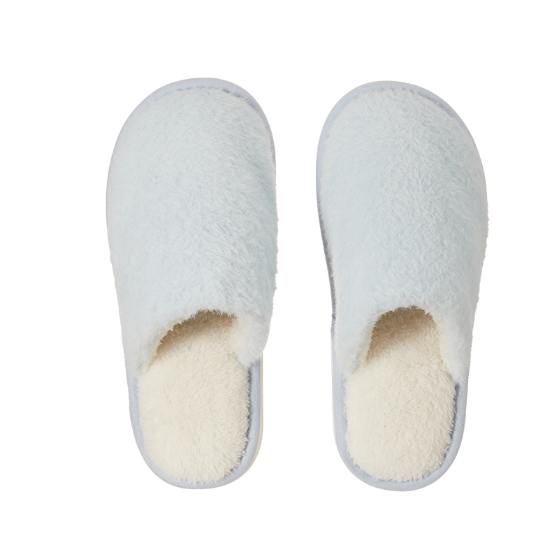 MINISO Dép bông nữ trắng cam xanh, đơn giản ấm áp, size 8.5cm x 26cm & 9.5cm x 27cm.