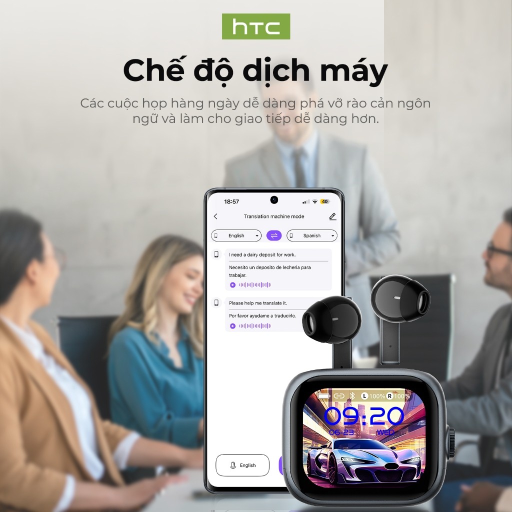 HTC NE40 Tính năng dịch phụ đề AI Tai nghe dịch AI Tai nghe màn hình ...