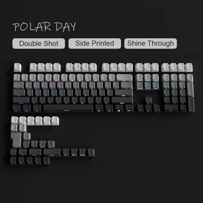 Polar Day Double Shot PBT Keycaps Shine Through Side Print Keycaps OEM ...