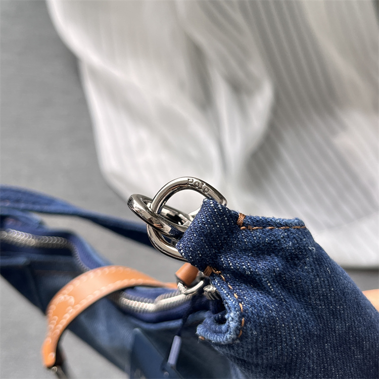 2025 Phụ Nữ Mới RL Polo ID Da Denim Túi Đeo Vai Nhỏ Rỗng Bộ Phận Kim ...