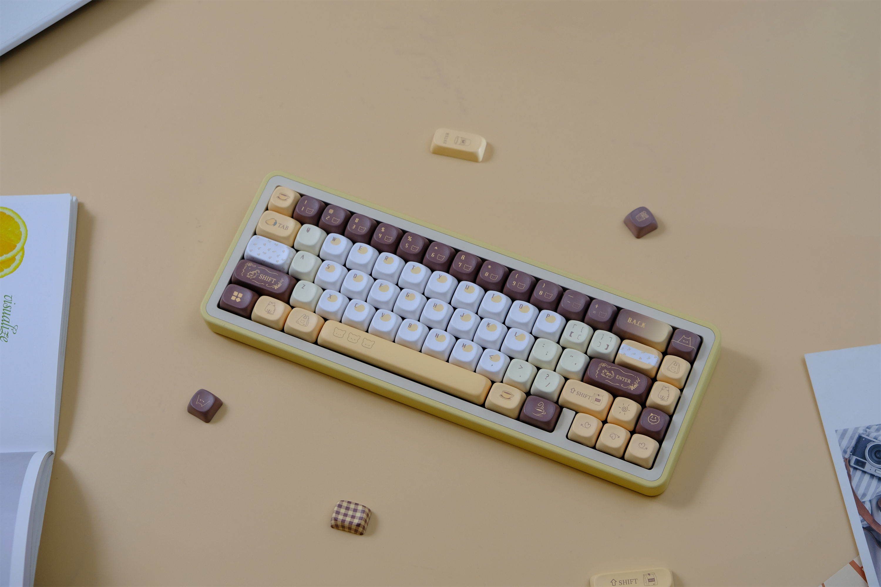 Mango Latte Keycaps 126 phím PBT Keycap MOA Profile DYE-SUB Wooting cho ...