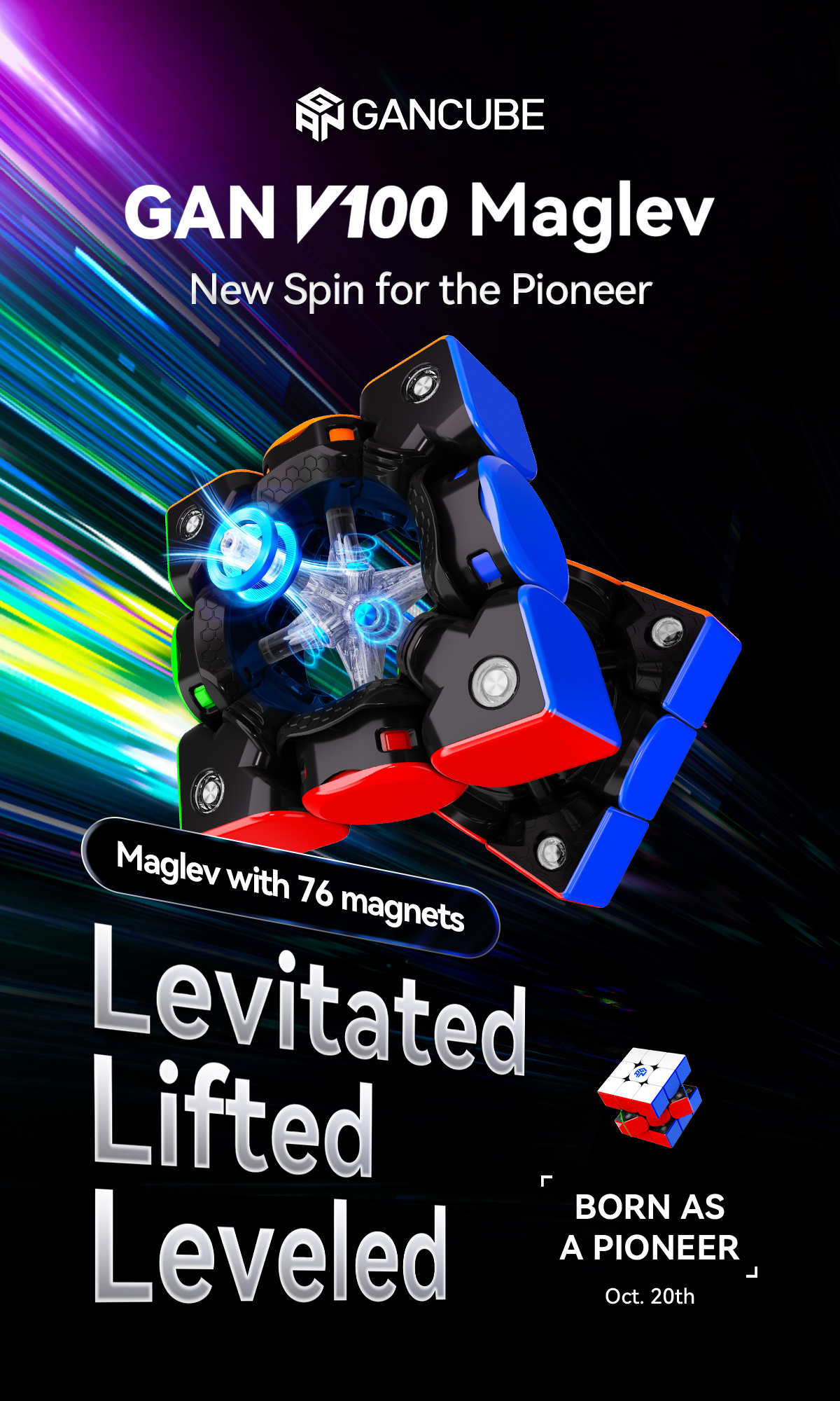 Gan V100 Maglev UV New Spin cho Pioneer Black Core 3x3 Speed Cube ...