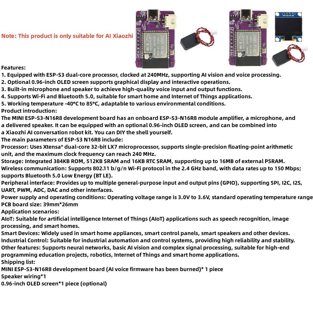 Occic MINI ESP32-S3-N16R8 Ban Phát Triển Xiaozhi Ai Mô Đun Robot Đối ...