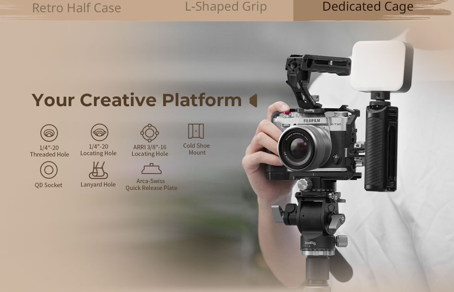 Lồng SmallRig / Bộ nửa da / Tấm gắn hình chữ L có silicon / Tay cầm ...