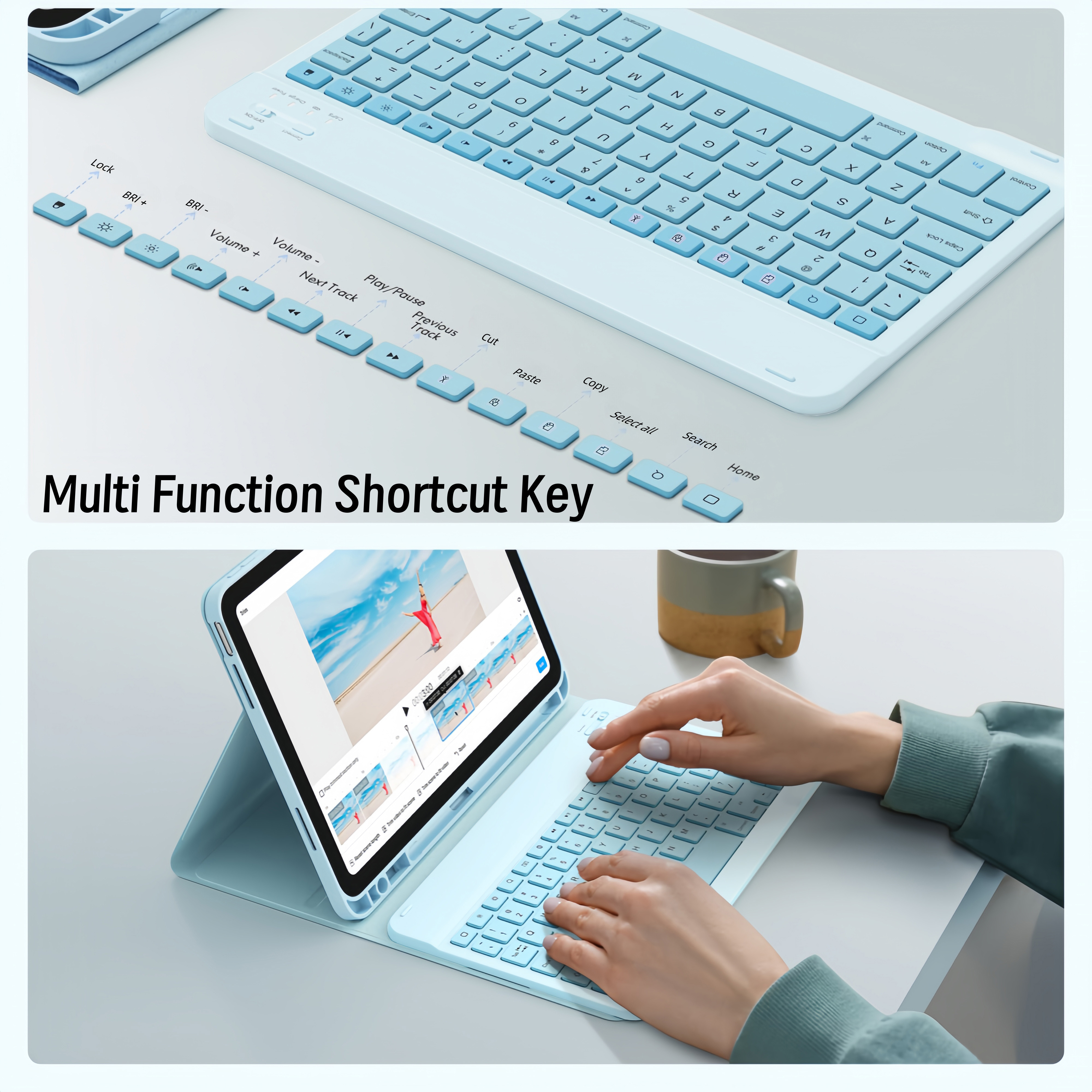 NIXXOS Dành Cho Xiaomi Pad & Redmi Bộ Vỏ Bàn Phím Bluetooth Cho Vỏ Da Redmi Xiaomi Pad 7 / 6 / 5 / Pro 11 '' Redmi SE 11 '' Redmi 2 Khe Cắm Bút Tích Hợp – ảnh mô tả chi tiết 5