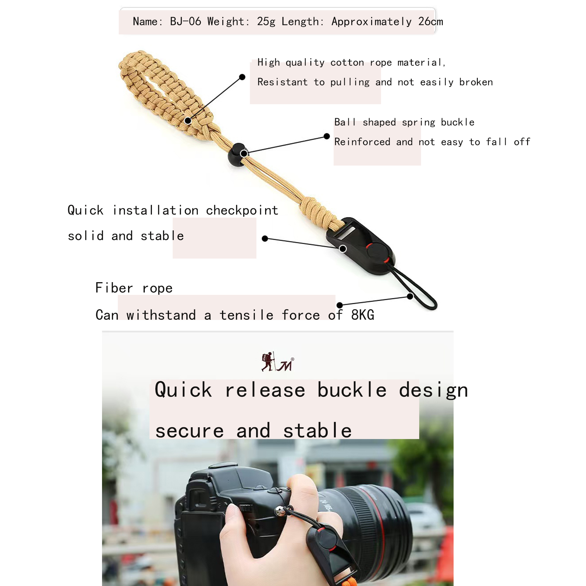Camera Phát hành nhanh Dây đeo cổ tay Dây đeo cổ tay có thể điều chỉnh ...