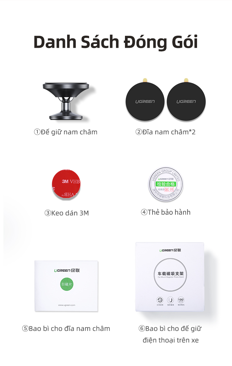 Giá đỡ điện thoại từ tính trên xe UGREEN có nam châm xoay 360°, kích thước mini, tiện dụng cao cấp, cho iPhone 17/16/15/14 Pro max, Samsung S26/25/S24 Ultra – ảnh mô tả chi tiết 8