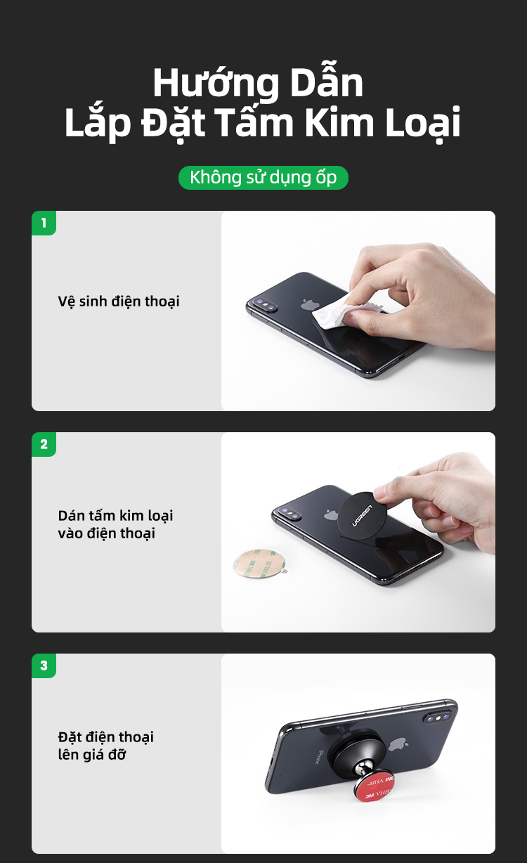 Giá đỡ điện thoại từ tính trên xe UGREEN có nam châm xoay 360°, kích thước mini, tiện dụng cao cấp, cho iPhone 17/16/15/14 Pro max, Samsung S26/25/S24 Ultra – ảnh mô tả chi tiết 9