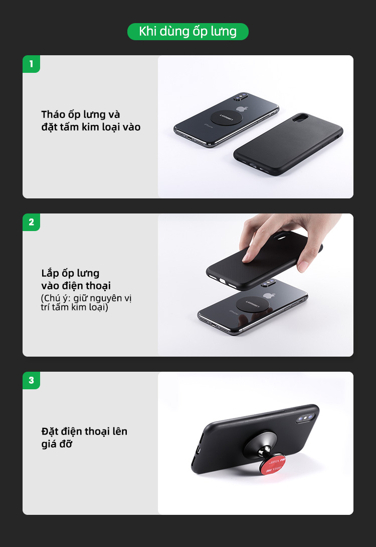 Giá đỡ điện thoại từ tính trên xe UGREEN có nam châm xoay 360°, kích thước mini, tiện dụng cao cấp, cho iPhone 17/16/15/14 Pro max, Samsung S26/25/S24 Ultra – ảnh mô tả chi tiết 10