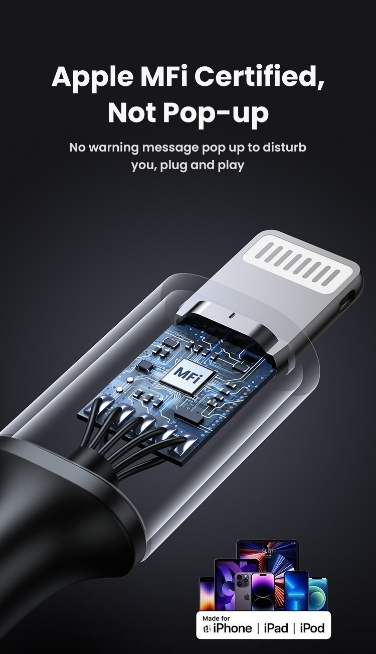[Cho iPhone 8 -14 MFi] Cáp Sạc Nhanh UGREEN Nylon Dù USB-C to Lightning | Đạt chứng nhận MFi Apple | Chắn chắc - US304-cho iPhone 11 12 13 14/ iPad Pro Air/ Air Pod Pro – ảnh mô tả chi tiết 7
