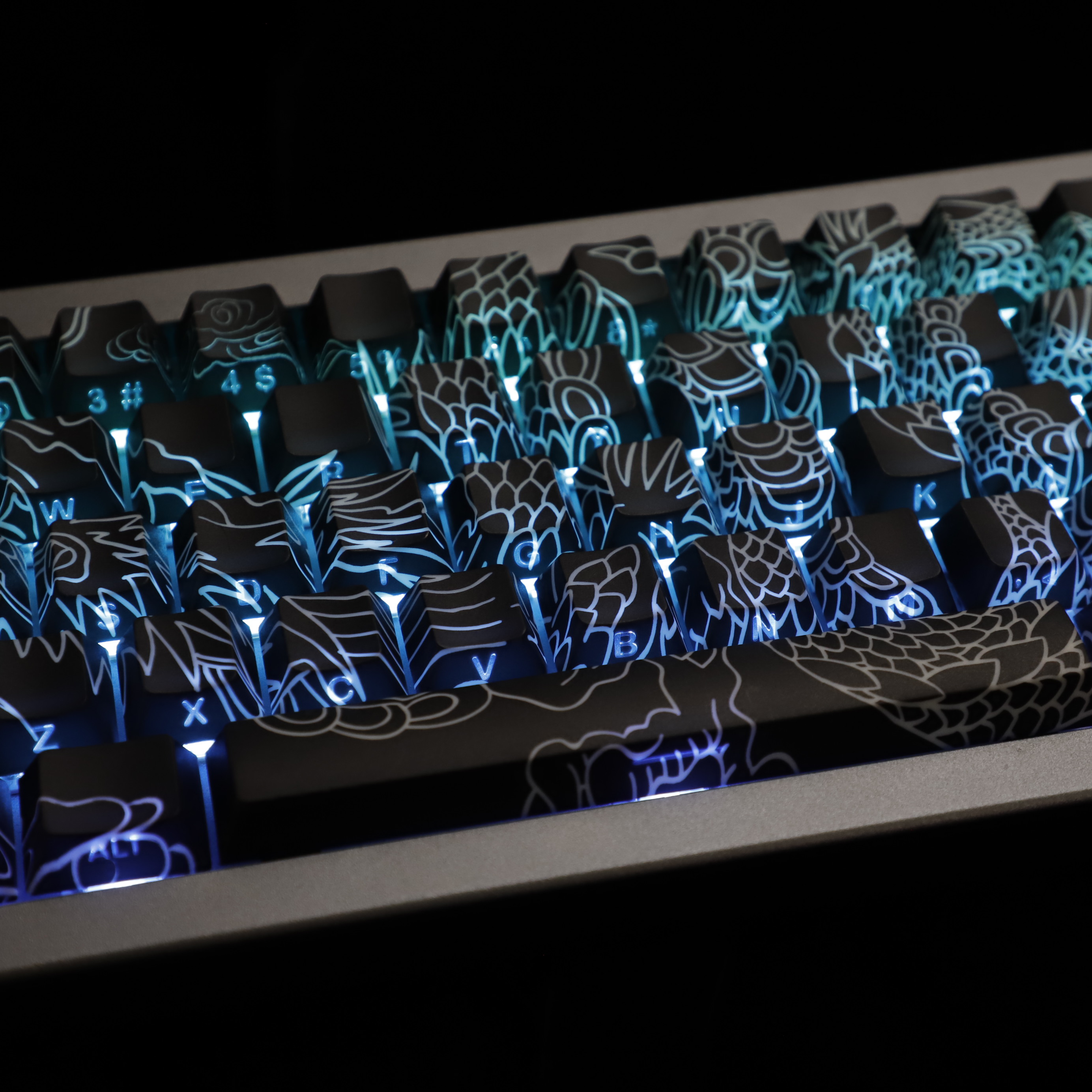 YMDK Trung Quốc Dragon Shadow Keycaps Side-lit PBT Dye Sub Cherry ...
