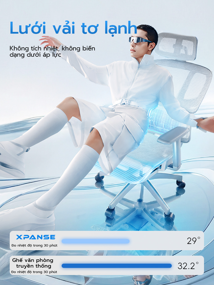 Ghế văn phòng Xpanse L996-Đệm lưng độc lập,Tự động đuổi lưng thích nghi ...
