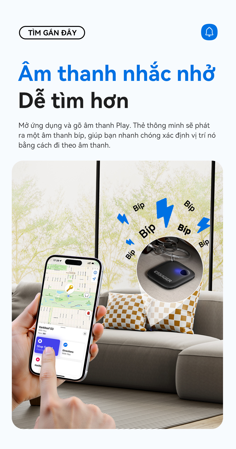 Essager Smart Bluetooth Tracker Định Vị GPS Finder Cho Chìa Khóa Ví Túi Hành Lý Thú Cưng iP Finder
