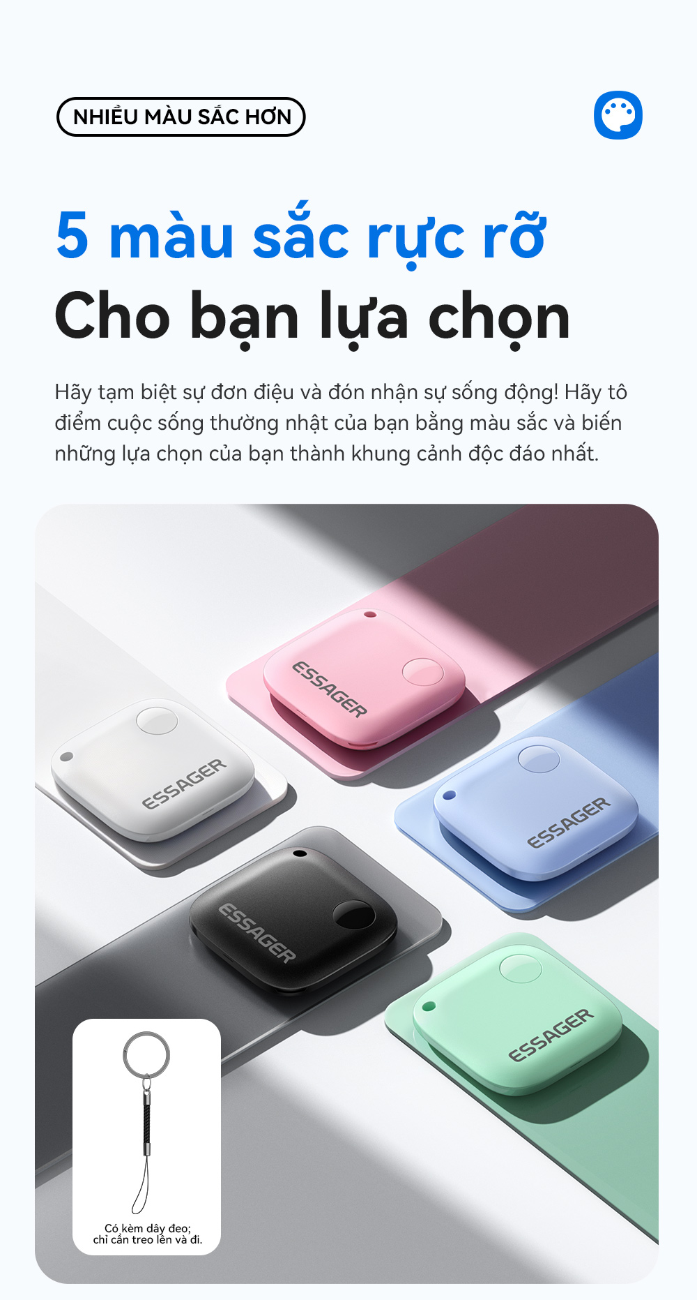 Essager Smart Bluetooth Tracker Định Vị GPS Finder Cho Chìa Khóa Ví Túi Hành Lý Thú Cưng iP Finder