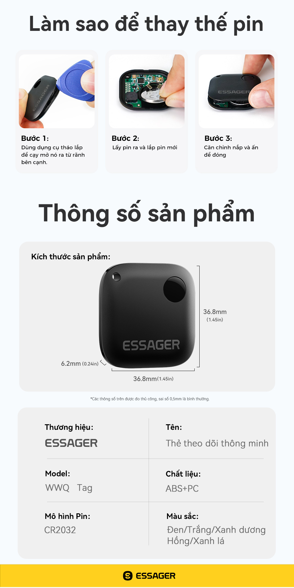 Essager Smart Bluetooth Tracker Định Vị GPS Finder Cho Chìa Khóa Ví Túi Hành Lý Thú Cưng iP Finder