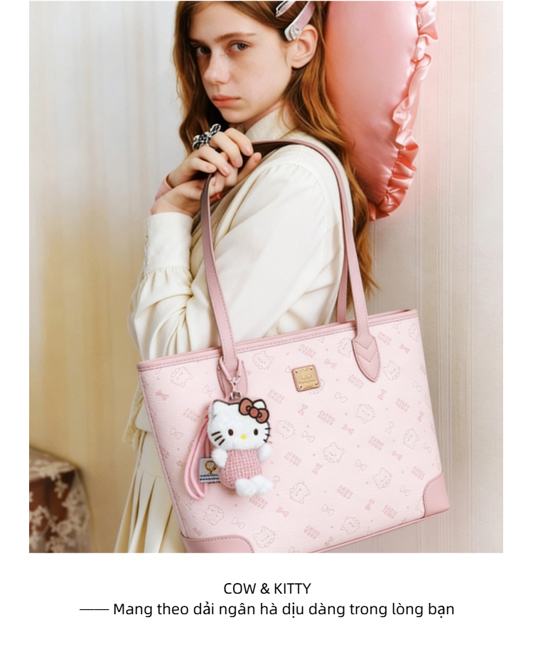Cow&Kitty/BORRY ROSA Túi Tote màu hồng Túi xách màu hồng phong cách dễ ...