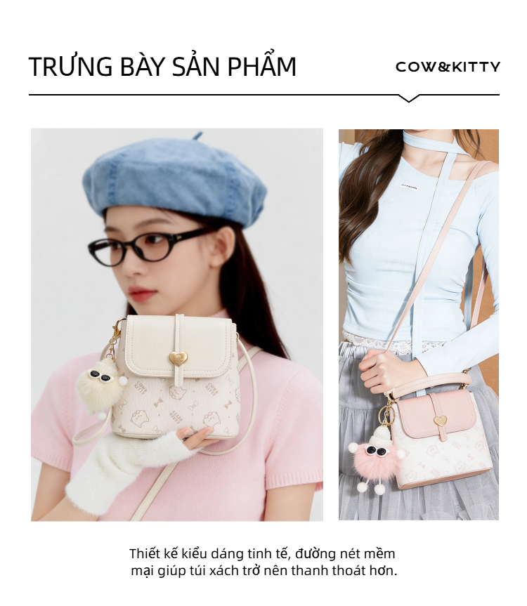 Cow&Kitty/BORRY ROSA Túi đeo chéo với màu sắc đa năng Một chiếc túi đeo ...