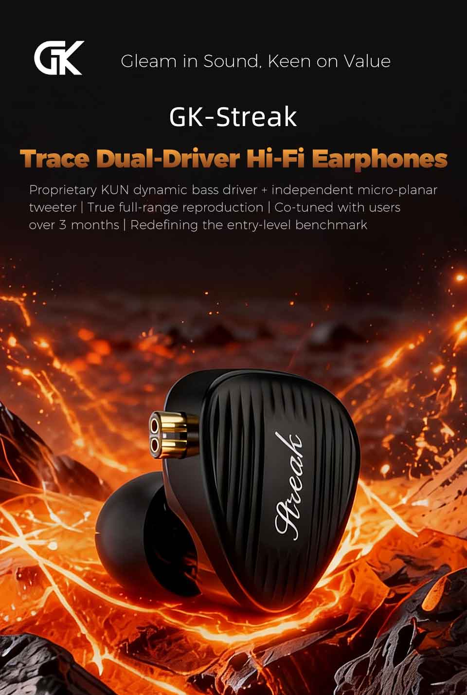 GK-Streak Màn hình trong tai Hi-Fi KUN Dynamic + Micro Planar Tai nghe ...