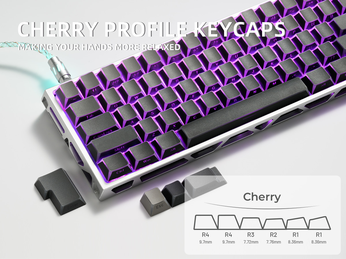 Keycaps bóng gấp XVX Trắng / Đen / Mực PBT in bên hông Năm mặt tỏa sáng ...