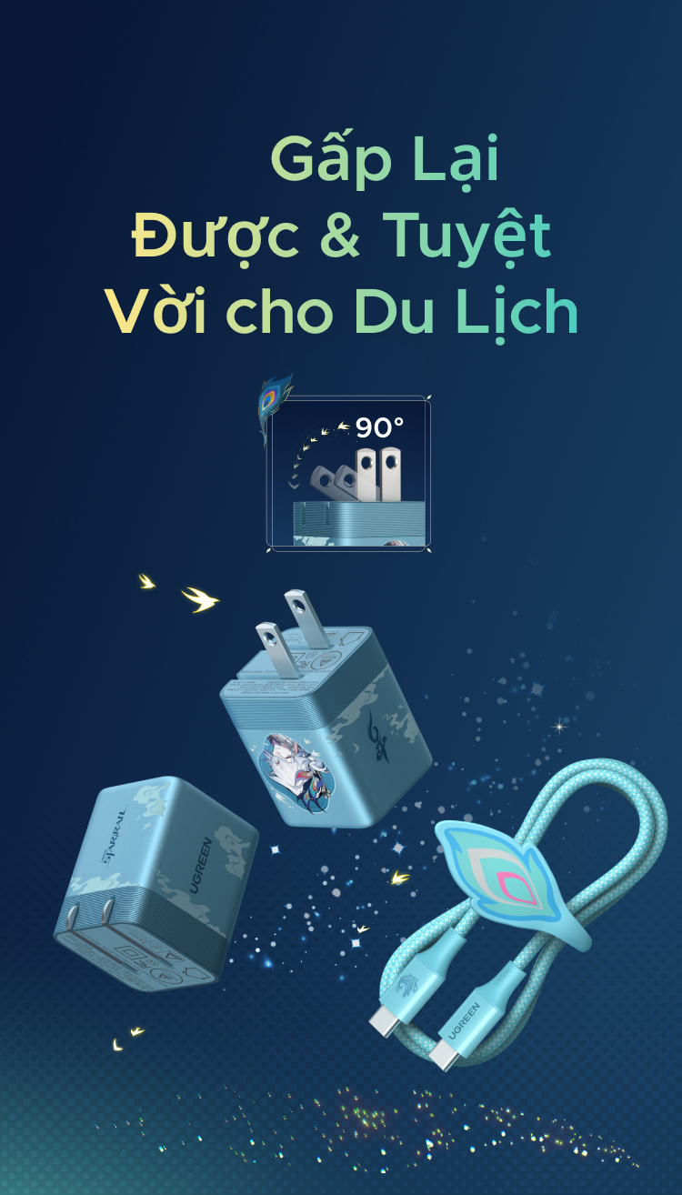 UGREEN Bộ sạc Phiên Bản Honkai: Star Rail USB-C 65W GaN USB-C AVS Charger Phích cắm có thể gập lại + Cáp USB-C 100W 1m, Sạc nhanh cho iPhone 18 Pro Max iPhone 17 16 Pro Max / MacB… – ảnh mô tả chi tiết 4