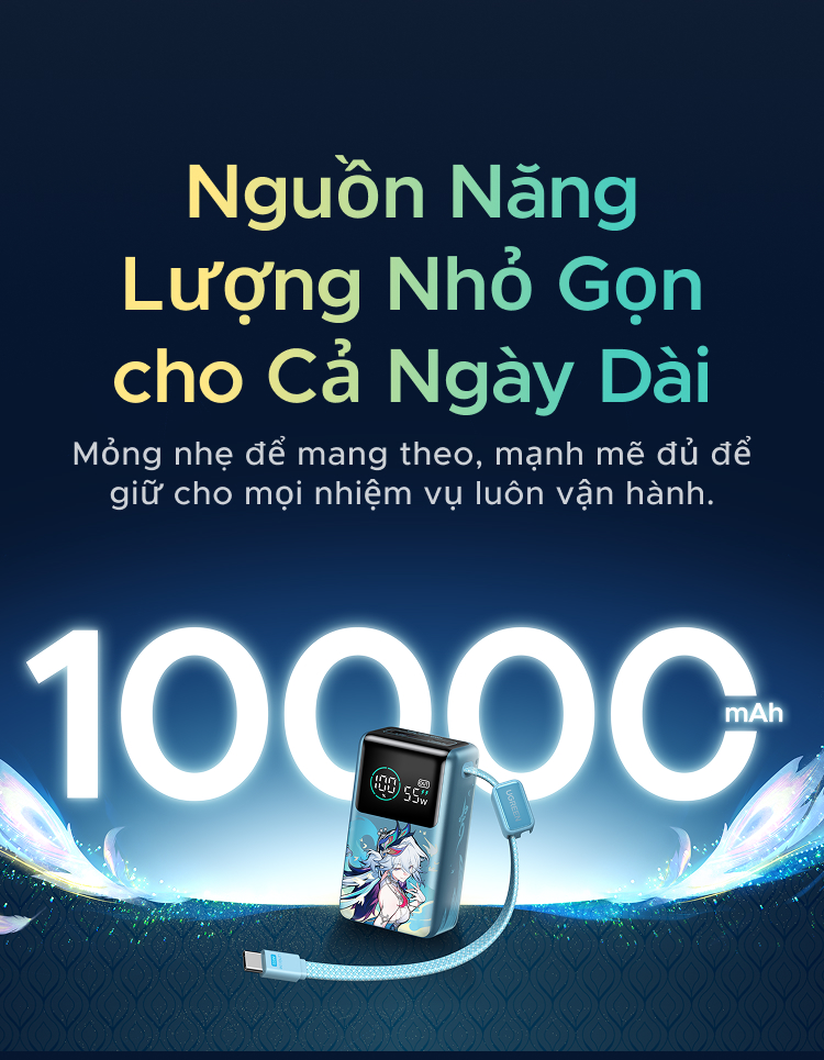 【Phiên Bản Honkai: Star Rail】UGREEN Pin sạc dự phòng 10000mAh 55W kèm cáp USB-C, Chứng nhận CCC, Đầu ra 3 cổng, Đèn LED màn hình lớn, Sạc nhanh cho iPhone 18 Pro Max/Xiaomi – ảnh mô tả chi tiết 3