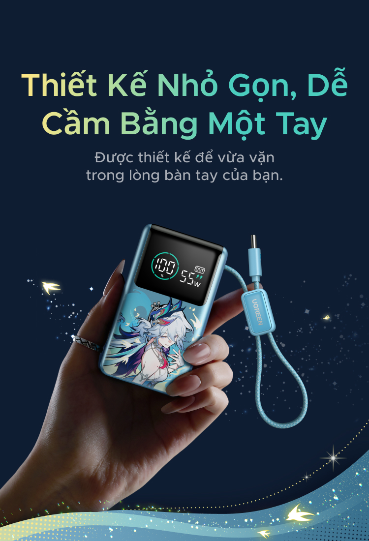 【Phiên Bản Honkai: Star Rail】UGREEN Pin sạc dự phòng 10000mAh 55W kèm cáp USB-C, Chứng nhận CCC, Đầu ra 3 cổng, Đèn LED màn hình lớn, Sạc nhanh cho iPhone 18 Pro Max/Xiaomi – ảnh mô tả chi tiết 4