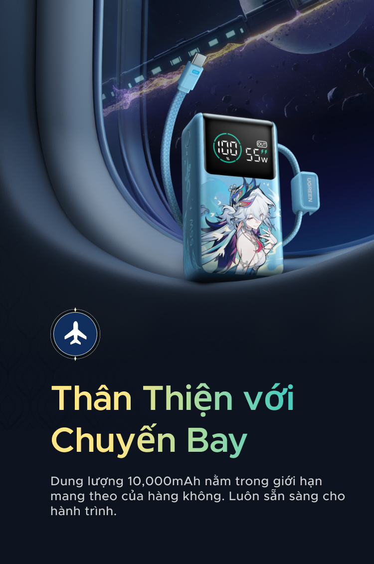 【Phiên Bản Honkai: Star Rail】UGREEN Pin sạc dự phòng 10000mAh 55W kèm cáp USB-C, Chứng nhận CCC, Đầu ra 3 cổng, Đèn LED màn hình lớn, Sạc nhanh cho iPhone 18 Pro Max/Xiaomi – ảnh mô tả chi tiết 9