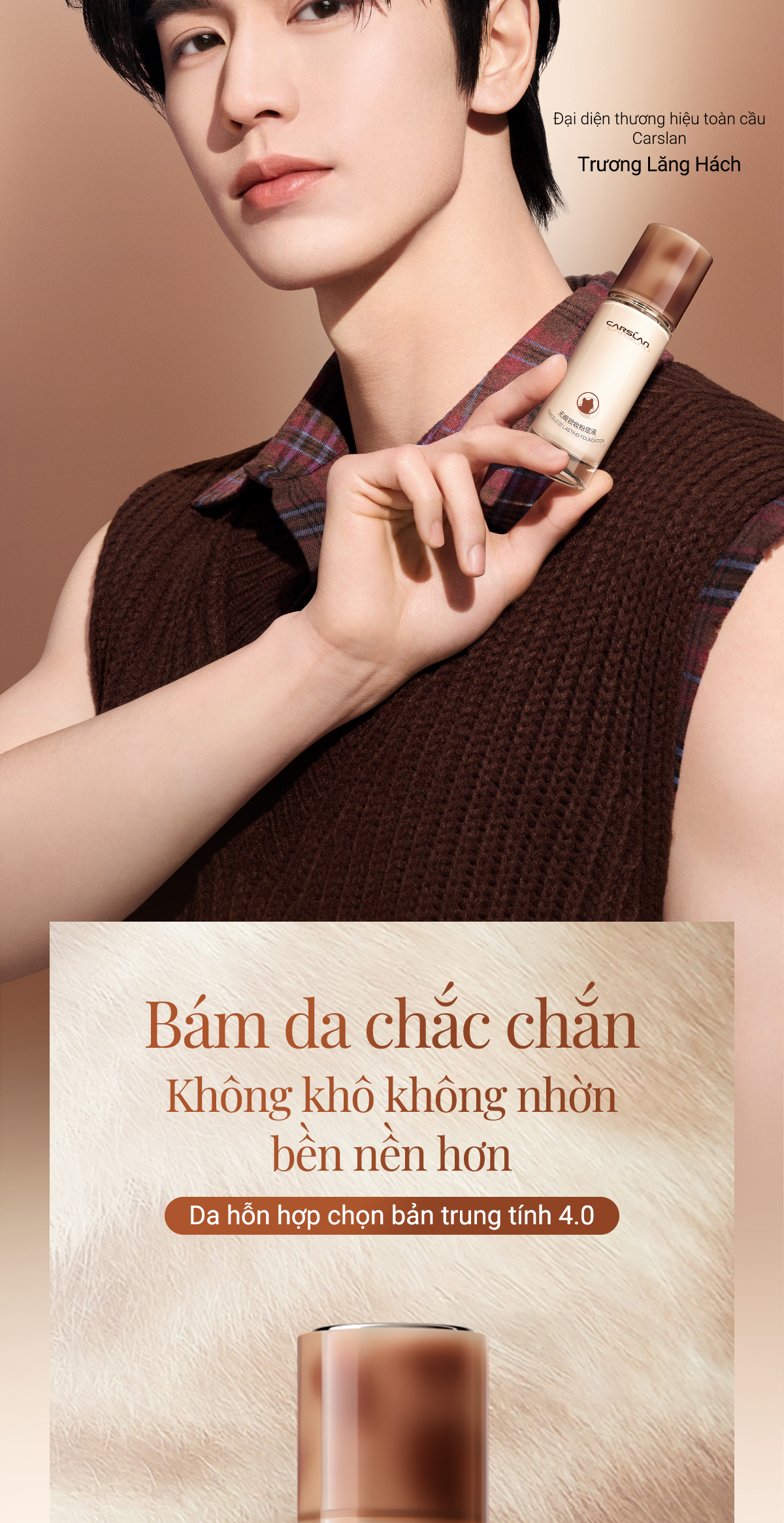 Kem nền CARSLAN dạng lỏng kiềm dầu lâu trôi chống thấm nước suốt 24h 30g