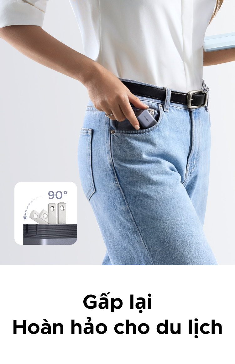 Bộ sạc nhanh 65W AVS GaN Cổng đơn USB-C có thể gập lại UGREEN, Bộ sạc tường nhỏ gọn cho iPhone 18 17 / 16 Pro Max, Samsung Galaxy S26 / S25 Ultra, iPad, MacBook Air – ảnh mô tả chi tiết 3