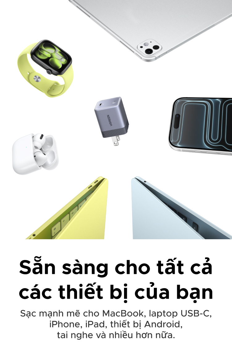 Bộ sạc nhanh 65W AVS GaN Cổng đơn USB-C có thể gập lại UGREEN, Bộ sạc tường nhỏ gọn cho iPhone 18 17 / 16 Pro Max, Samsung Galaxy S26 / S25 Ultra, iPad, MacBook Air – ảnh mô tả chi tiết 7