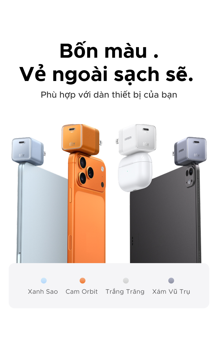 Bộ sạc nhanh 65W AVS GaN Cổng đơn USB-C có thể gập lại UGREEN, Bộ sạc tường nhỏ gọn cho iPhone 18 17 / 16 Pro Max, Samsung Galaxy S26 / S25 Ultra, iPad, MacBook Air – ảnh mô tả chi tiết 9