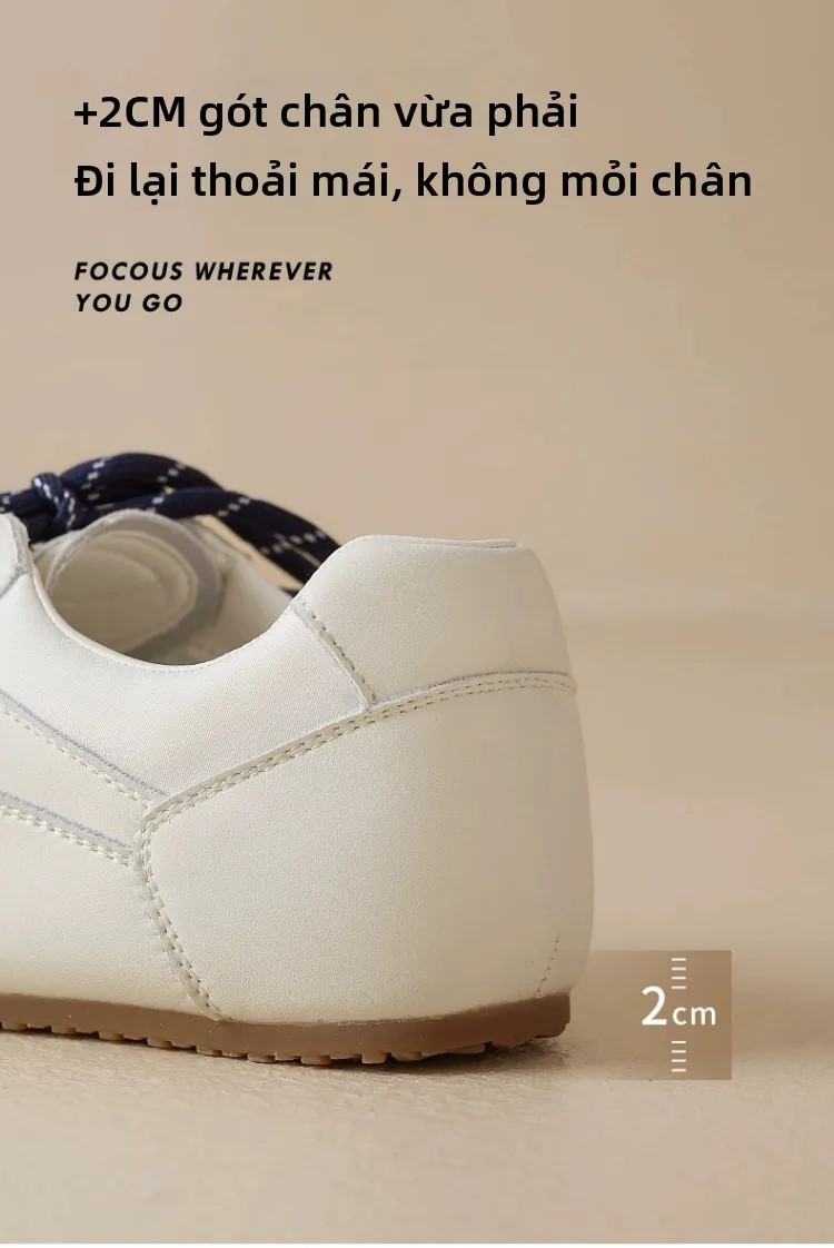 Agsdon Giày Thể Thao Nữ Màu Trắng Kem Phối Dây Kép – Sneaker Nữ Đế Bằng Phong Cách Hàn Quốc Vintage Đi Học Đi Làm