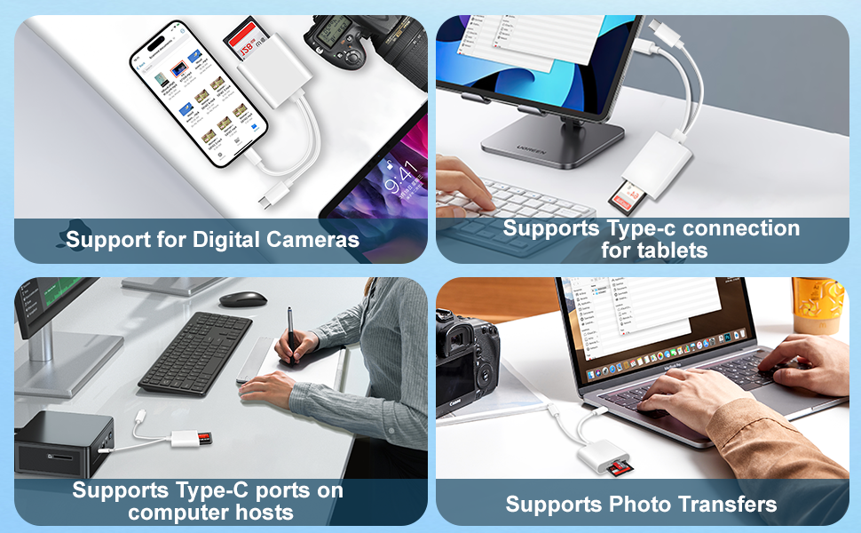 Đầu đọc thẻ SD cho điện thoại, USB-C / Light-ning Đầu đọc thẻ SD đầu đọc thẻ SD 3 trong 1 cho thẻ SD / Micro SD – ảnh mô tả chi tiết 3