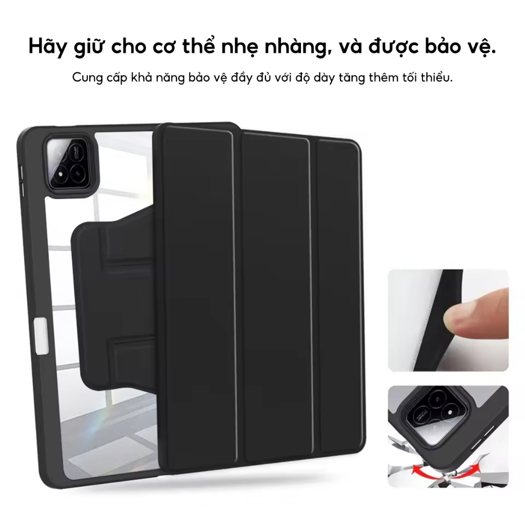 TBTIC Ốp lưng tablet Cho Xiaomi Pad 8 7 6 5 Pro 11 11.2 Inch 2024 Có Khe Đựng Bút Chì 360° Vỏ máy tính bảng xoay – ảnh mô tả chi tiết 2