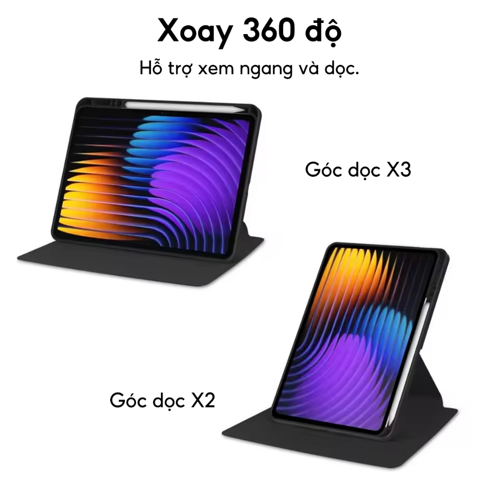 TBTIC Ốp lưng tablet Cho Xiaomi Pad 8 7 6 5 Pro 11 11.2 Inch 2024 Có Khe Đựng Bút Chì 360° Vỏ máy tính bảng xoay – ảnh mô tả chi tiết 5