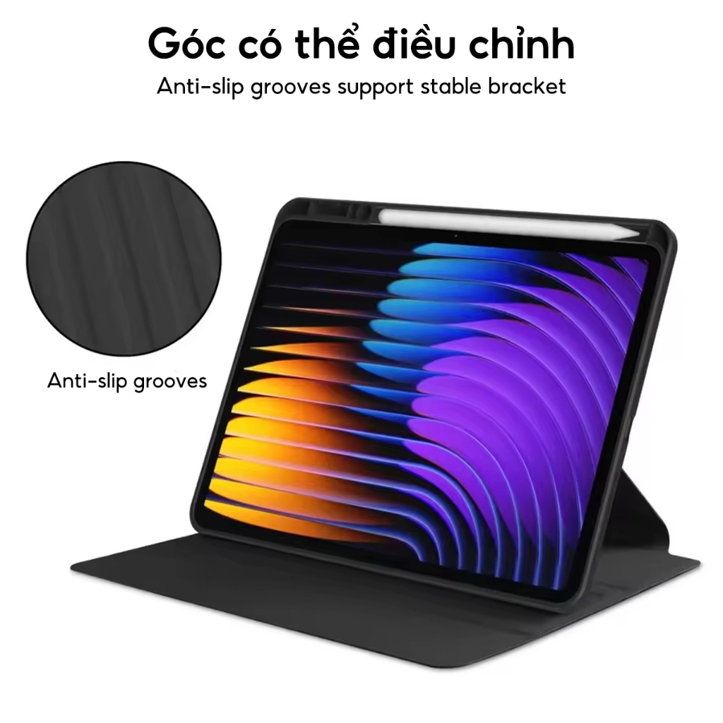 TBTIC Ốp lưng tablet Cho Xiaomi Pad 8 7 6 5 Pro 11 11.2 Inch 2024 Có Khe Đựng Bút Chì 360° Vỏ máy tính bảng xoay – ảnh mô tả chi tiết 6