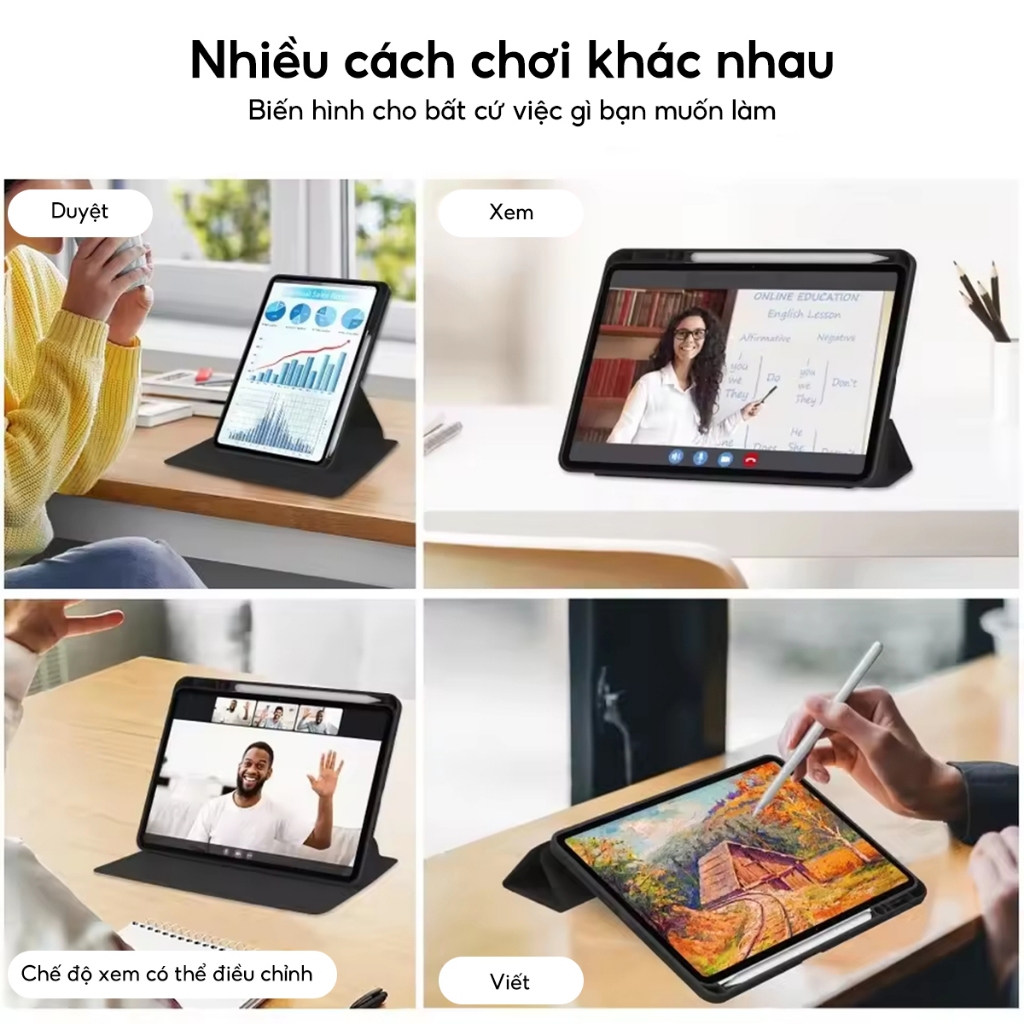 TBTIC Ốp lưng tablet Cho Xiaomi Pad 8 7 6 5 Pro 11 11.2 Inch 2024 Có Khe Đựng Bút Chì 360° Vỏ máy tính bảng xoay – ảnh mô tả chi tiết 8